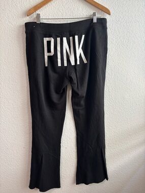 PINK Victoria's Secret Black Wide Leg Sweat Pants Large